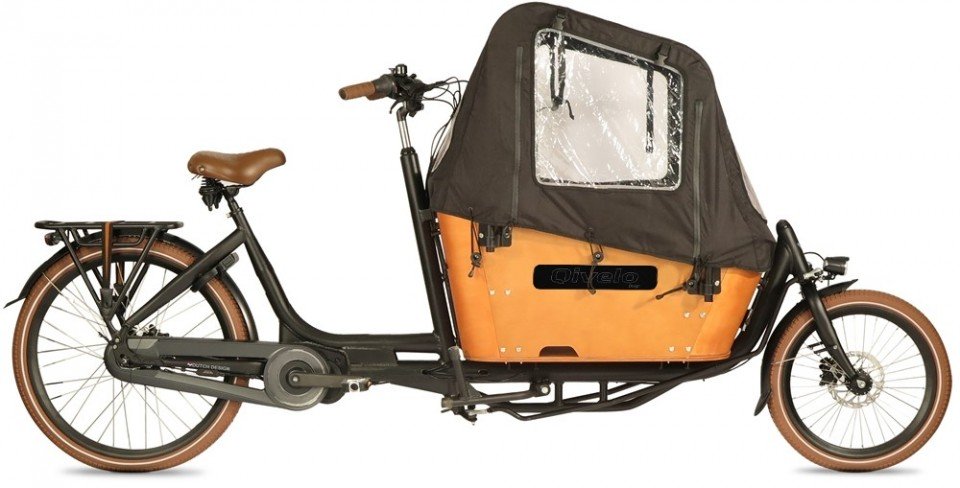 Qivelo Curve 2 elektrische bakfiets met regenhuif