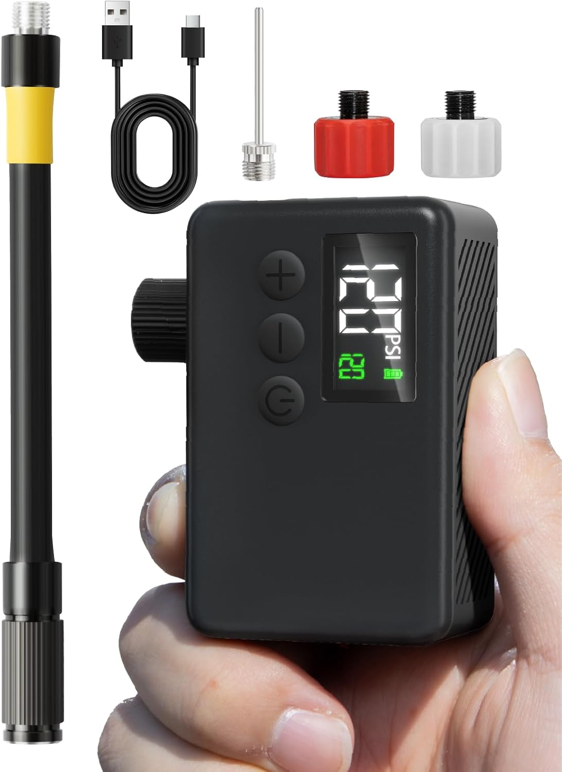 Air-Go™ Elektrische Mini-Fietspomp – 120 PSI met Drukmeter