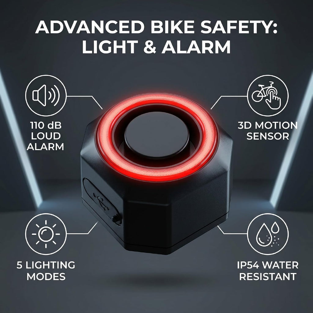 Night-Guard™ Smart Fietsachterlicht & Alarm – USB-C