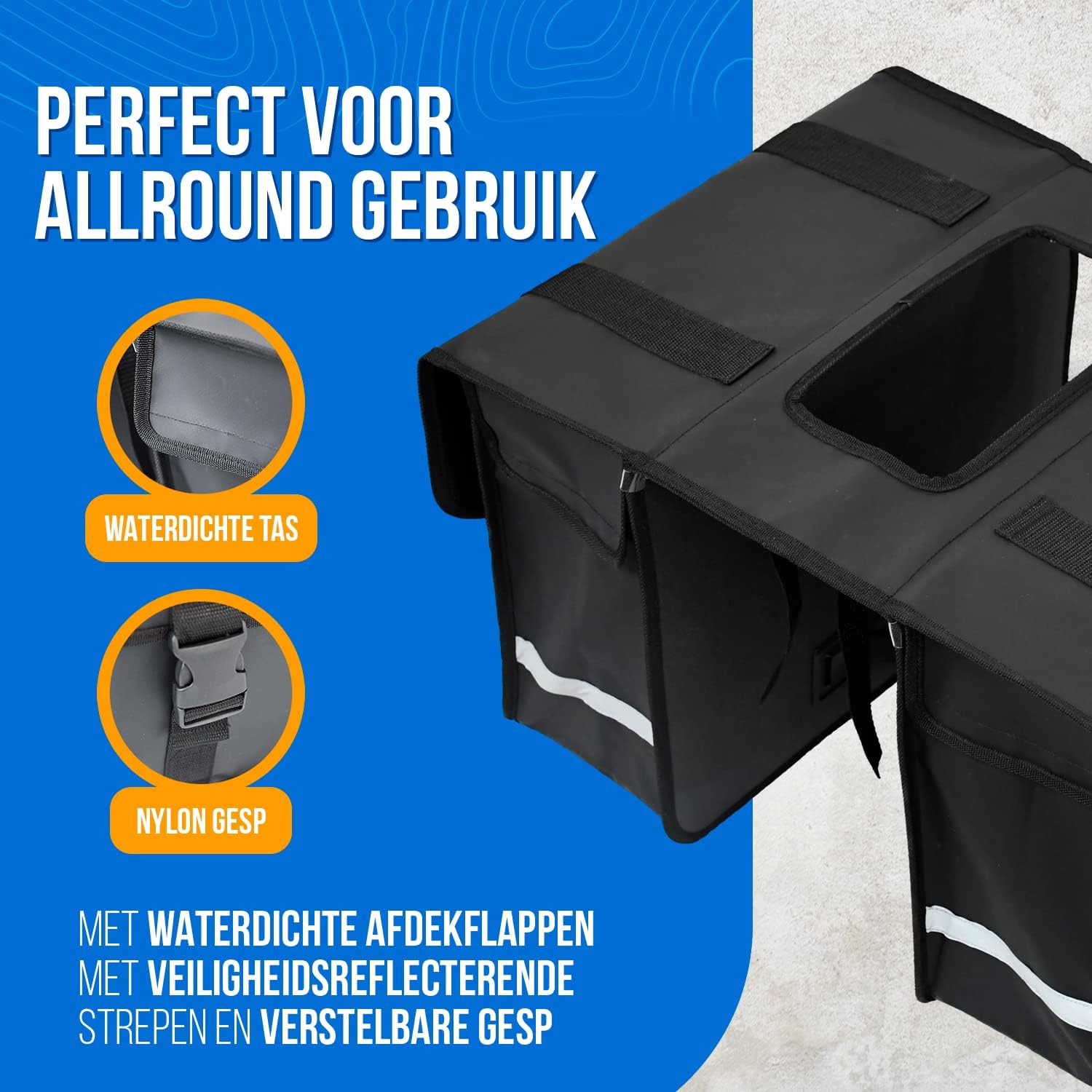 Twin-Load™ Dubbele Fietstas 40L – 100% Waterdicht met Reflectie