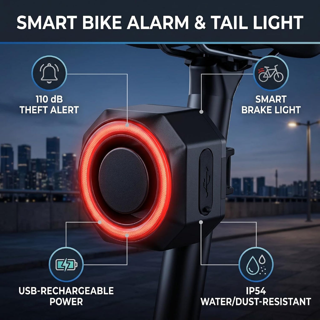 Night-Guard™ Smart Fietsachterlicht & Alarm – USB-C