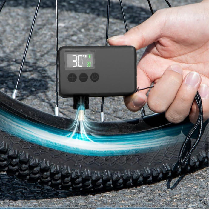 Air-Go pompt een fietsband op via het ventiel