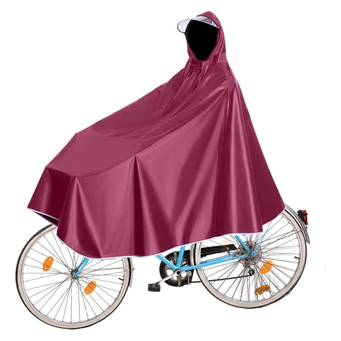 Rain-Shell fietsponcho over stuur en handen, met capuchon