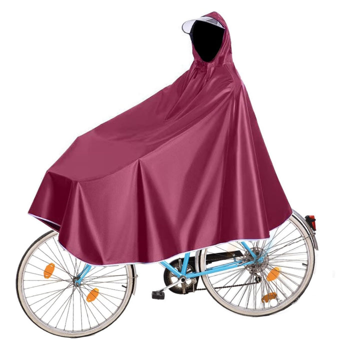 Rain-Shell fietsponcho over stuur en handen, met capuchon